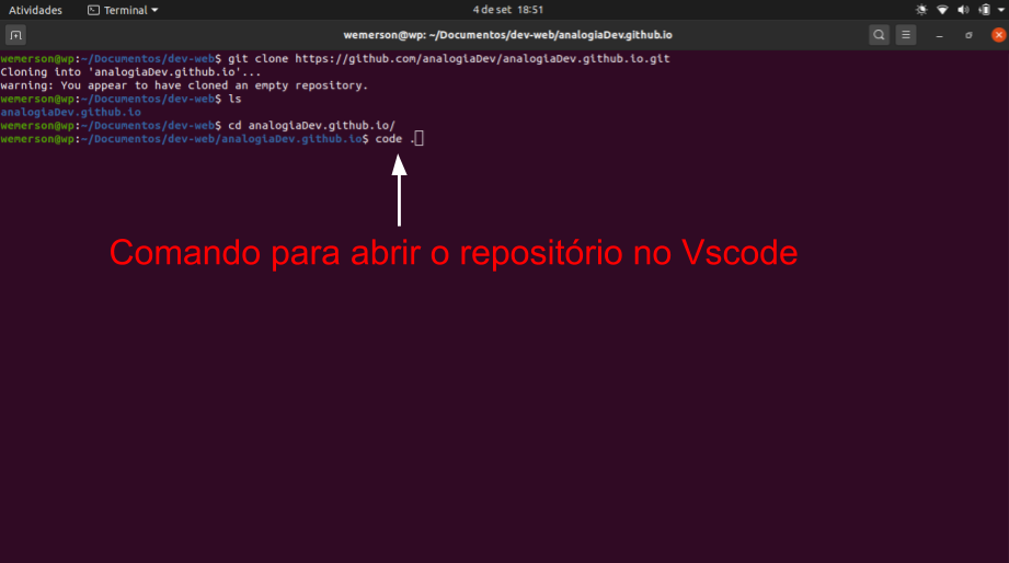 Abrindo o repositório no VsCode