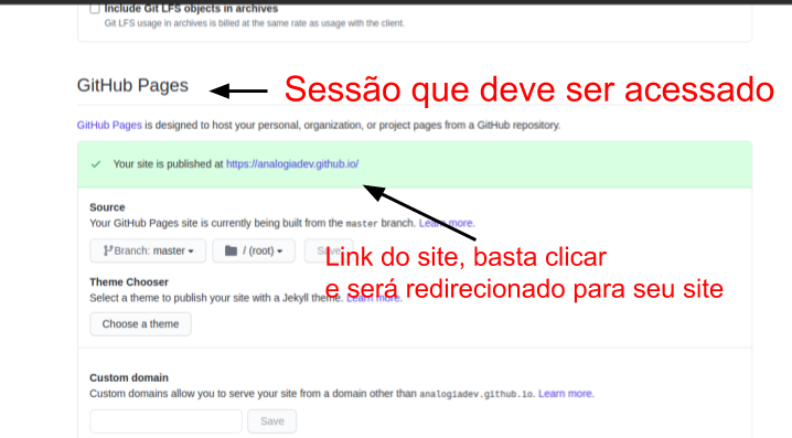 Clicando no link do site